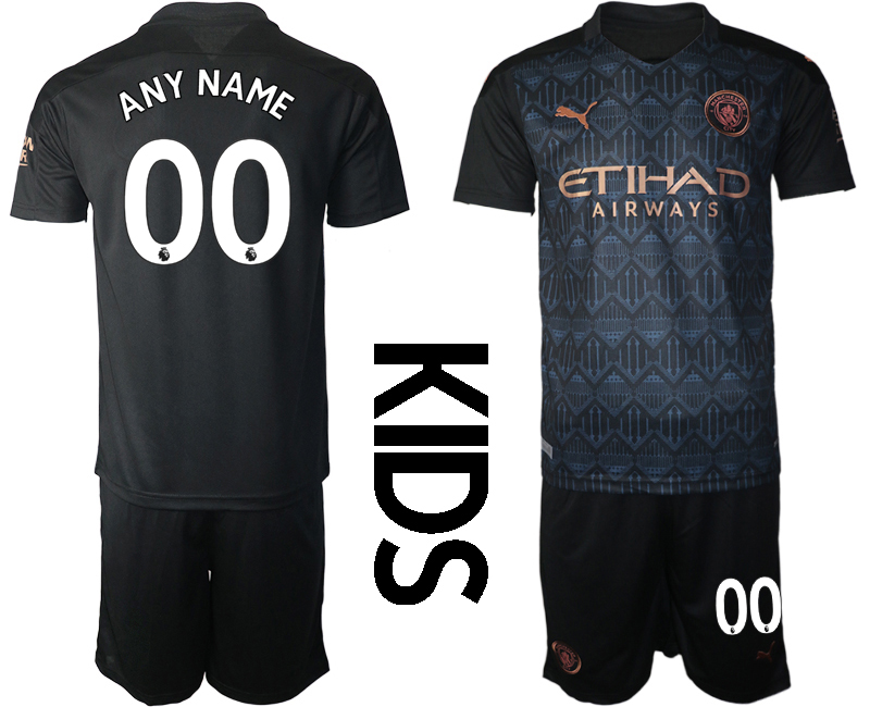 Cheap Youth 2020-2021 club Manchester City away customized black Soccer Jerseys